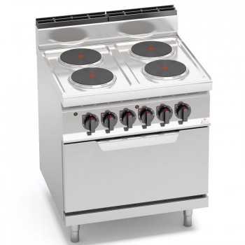 CUISINIÈRE ÉLECTRIQUE 4 PLAQUES RONDES + FOUR ÉLECTRIQUE 2/1