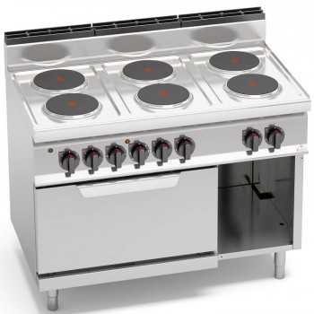 CUISINIÈRE ÉLECTRIQUE 6 PLAQUES RONDES + FOUR ÉLECTRIQUE 2/1