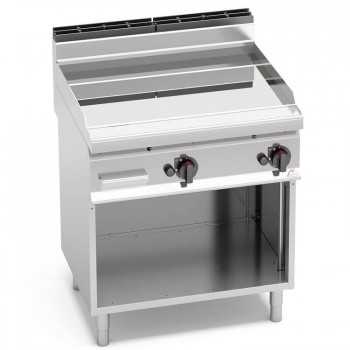 Fry top a gas liscio in compound 80x70 su vano