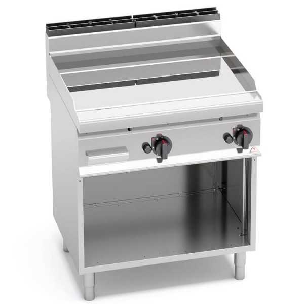 Fry top a gas liscio in compound 80x70 su vano