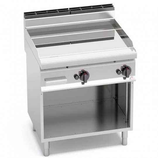 Fry top a gas liscio in compound 80x70 su vano