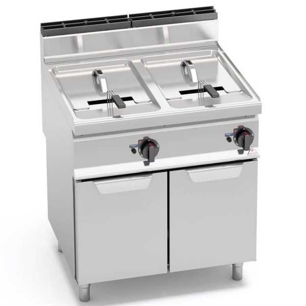 GAS FRYER ON CABINET WITH ELECTRIC IGNITION - 18+18 LT