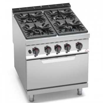 CUCINA A GAS 4 FUOCHI SU FORNO A GAS 2/1 - SERIE 90