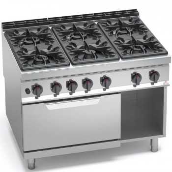 CUCINA A GAS 6 FUOCHI SU FORNO A GAS 2/1 - SERIE 90
