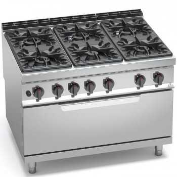 CUCINA A GAS 6 FUOCHI SU TUTTOFORNO A GAS - SERIE 90