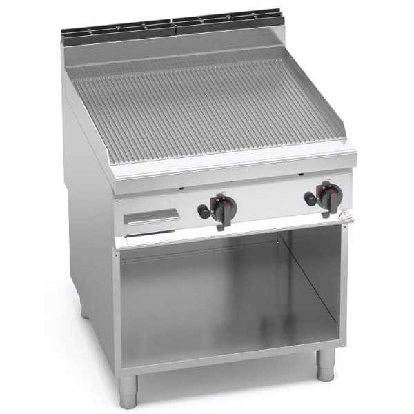RIBBED GAS GRIDDLE ON CABINET - 80x90