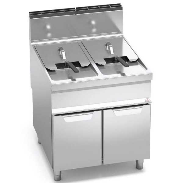 GAS FRYER ON CABINET - Capacity 20+20 LT - Dimensions 80x90 cm