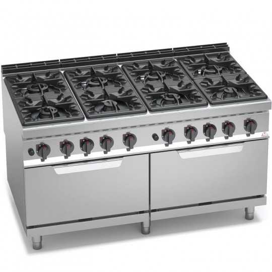 CUCINA A GAS 8 FUOCHI SU DUE FORNI A GAS GN 2/1