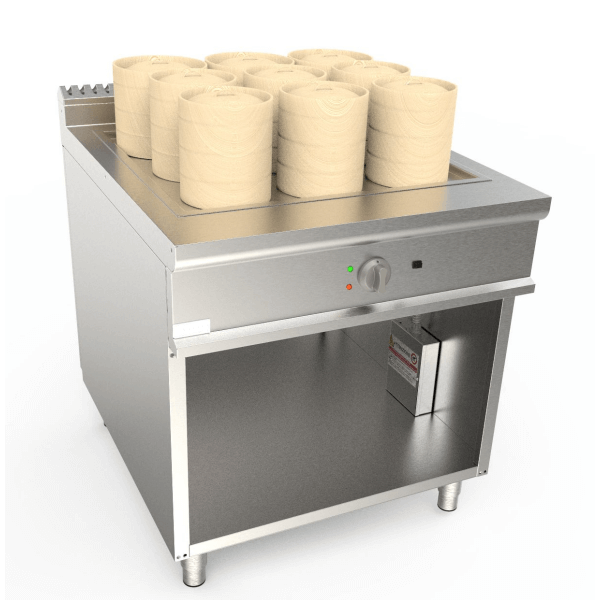 CUISEUR VAPEUR ÉLECTRIQUE DIM SUM SUR PLACARD OUVERT - L.80 x P.90 x H.85 cm