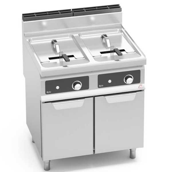 GAS FRYER ON CABINET WITH ELECTRONIC CONTROLS - 18+18 LT