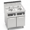 GAS FRYER ON CABINET WITH ELECTRONIC CONTROLS - 18+18 LT
