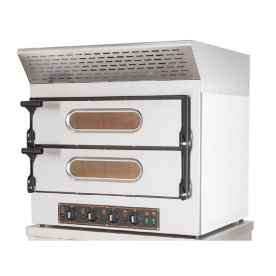 Forno pizzeria elettrico 2 + 2 pizze a due camere con cappa senza canna fumaria
