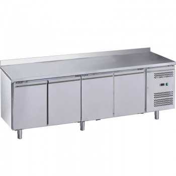 4-door GN 1/1 refrigerated table with splashback | 223 x 70 x 95 H cm
