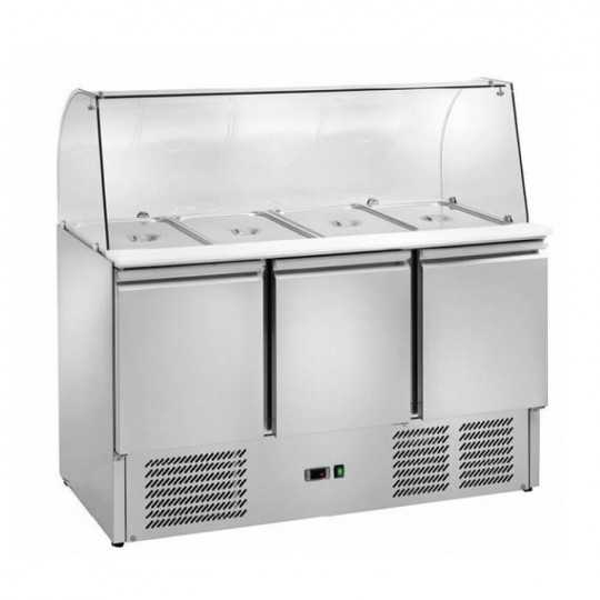 SALADETTE A 3 PORTE VETRO CURVO PREDISPOSTO PER BACINELLE GASTRONORM
