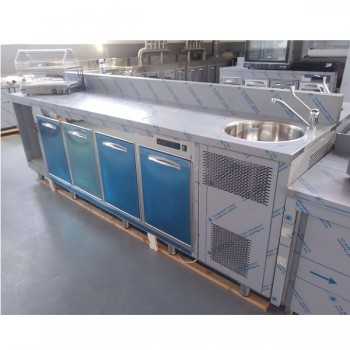 Banco bar refrigerato con 4 vani e lavello, lunghezza 300 cm - SECONDA SCELTA
