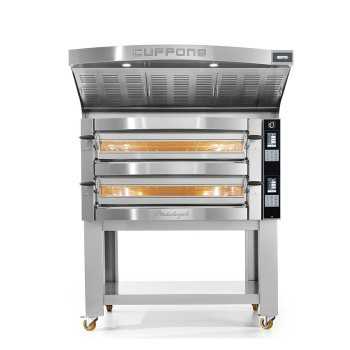 Forno pizza elettrico CUPPONE Michelangelo 6 + 6 con pannello Touch, cappa e supporto