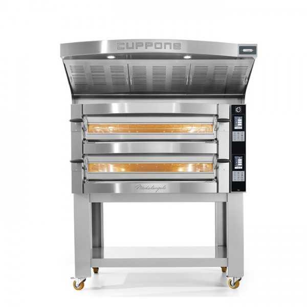 Forno pizza elettrico CUPPONE Michelangelo 6 + 6 con pannello Touch, cappa e supporto