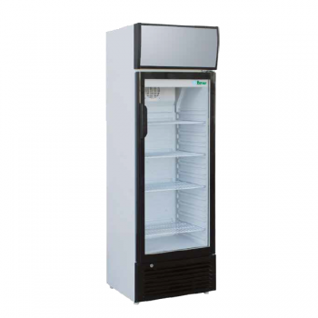 Upright glass door display fridge with canopy 171 litres - 55 x 45 x 165 cm