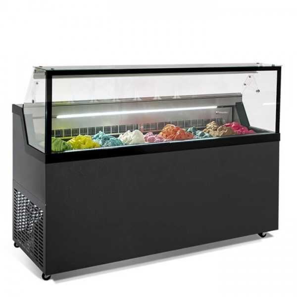 Vitrine à glaces MIRABELLA 9 parfums avec double vitrage chauffant | 165,5 x 67,7 x 119 cm