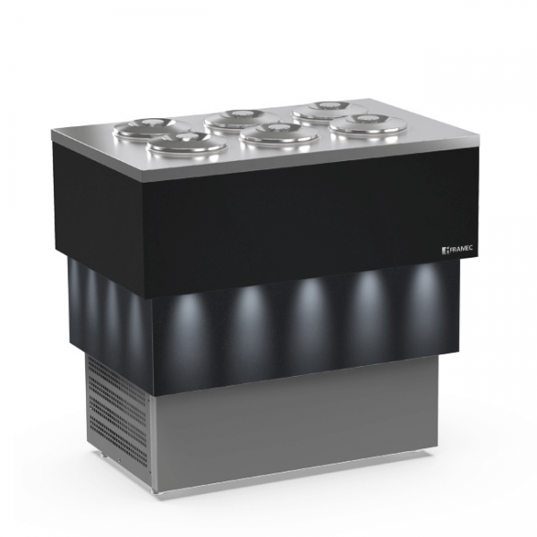 Comptoir de glaces pozzetto 6 parfums avec réserve CARRARA