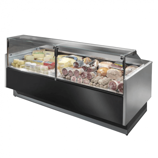 Banco frigo alimentare serie MR con vetro dritto +2°/+5° C, profondità 117.5 cm