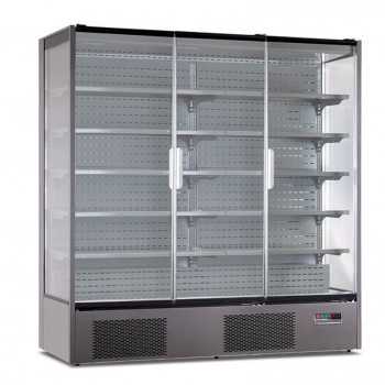 Panoramic refrigerated wall display with 3 doors +1/+10° C VIS20 | 193.5 x 74 x 201 H cm