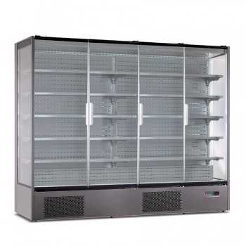 Espositore murale refrigerato panoramico con 4 porte +1/+10° C VIS25 | 256 x 74 x 201 H cm