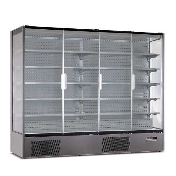 Espositore murale refrigerato panoramico con 4 porte +1/+10° C VIS25 | 256 x 74 x 201 H cm