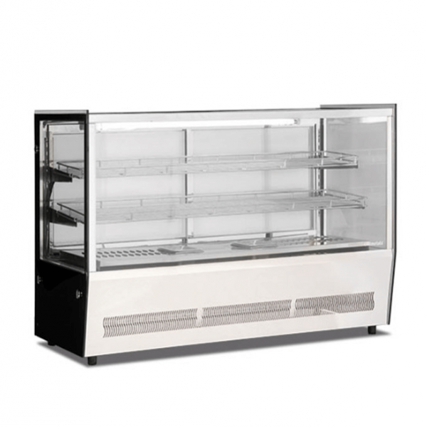 Heated counter display cabinet with DLH straight glass