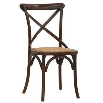 Vintage style wooden chair with rattan seating 1186