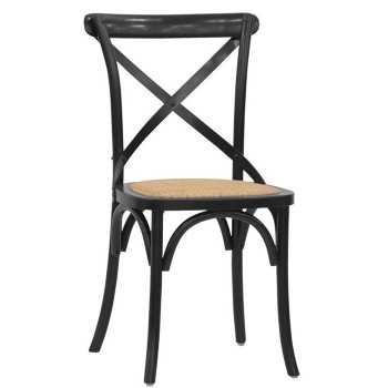 SEDIA Struttura in legno, effetto anticato, seduta in rattan. Mod. 1188