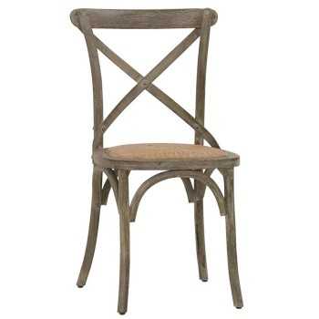 Vintage style wooden chair with rattan seating 1186