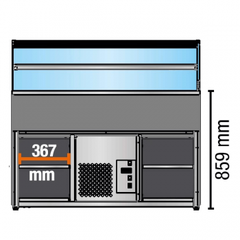 Banco frigo per pasticceria PENELOPE con una mensola profondità 94 cm