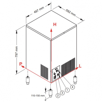 Produttore di ghiaccio a cubetti 49 kg SL90