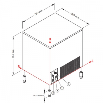 Produttore di ghiaccio a cubetti 70 kg SL90