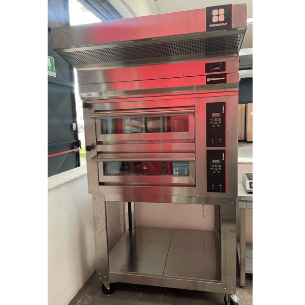 Forno pizza elettrico 4+4 digitale completo di cappa e supporto - SECONDA SCELTA