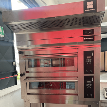 Forno pizza elettrico 4+4 digitale completo di cappa e supporto - SECONDA SCELTA