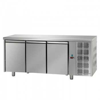 TAVOLO REFRIGERATO IN ACCIAIO INOX CON 3 PORTE PER TEGLIE 60x40 cm- P.80 cm