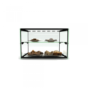 Vetrina da banco neutra 2 piani con illuminazione E536 | 55.5 x 39 x 37.5 cm