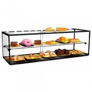 Vetrina da banco neutra 2 piani con illuminazione E1236 | 120 x 39 x 37.5 cm