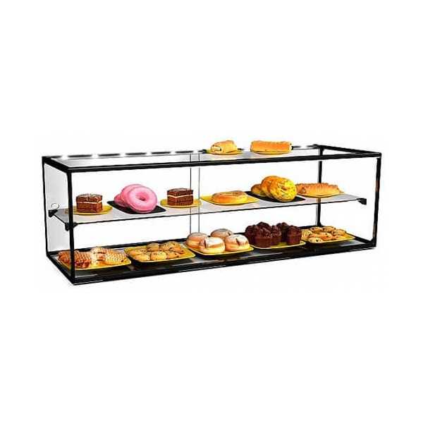 Vetrina da banco neutra 2 piani con illuminazione E1236 | 120 x 39 x 37.5 cm