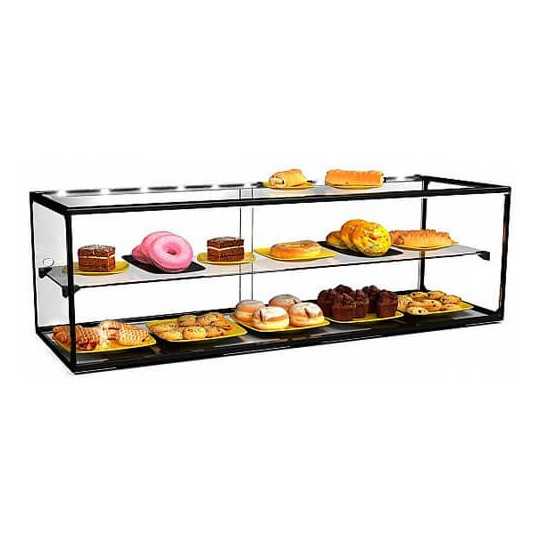 Vitrine de comptoir neutre à deux niveaux avec éclairage E1236 | 120 x 39 x 37,5 cm