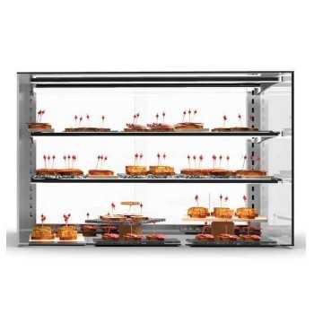 Vitrine de comptoir neutre à 3 niveaux avec éclairage EV100 | 100 x 60 x 51,5 cm