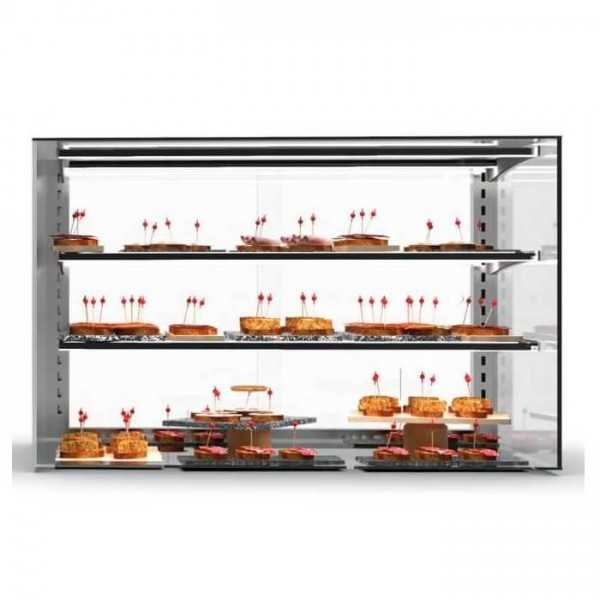 Vetrina da banco neutra 3 piani con illuminazione EV100 | 100 x 60 x 51,5 cm