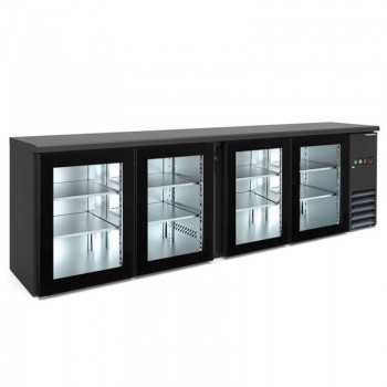 RETROBANCO BAR REFRIGERATO 4 PORTE IN VETRO | 254 x 51,3 x 86 cm