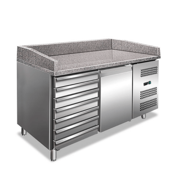 Comptoir à pizza à une porte avec tiroirs et plan de travail en granit PK16