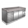 Banco pizza 2 porte con cassettiera, piano di lavoro in granito PK46