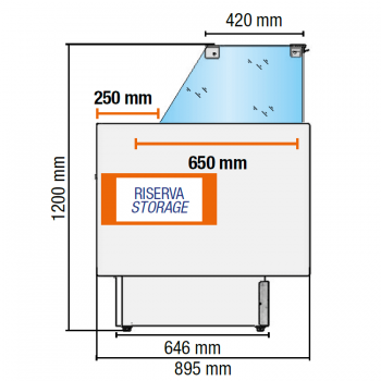 Comptoir réfrigéré alimentaire série MR avec vitre droite +2°/+5° C, profondeur 89,5 cm