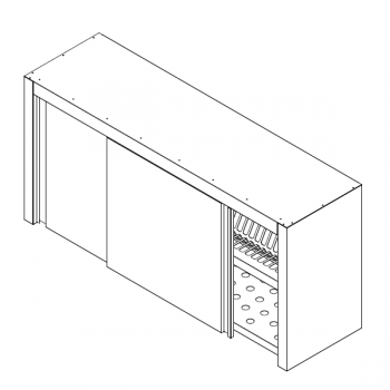 Wall cabinet with sliding doors and dish rack