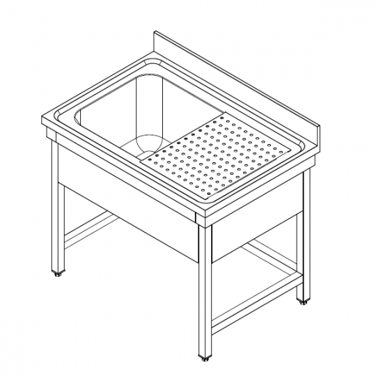 Pot washer with three-sided frame and sliding grid